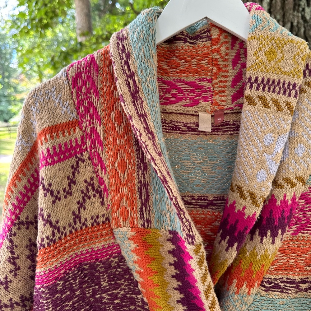 Anthropologie Pilcro Colorful Chunky Knit Cardigan Sweater - Picture 6 of 8